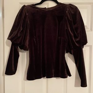 Sunday in Brooklyn - Velvet Puff Sleeve Blouse